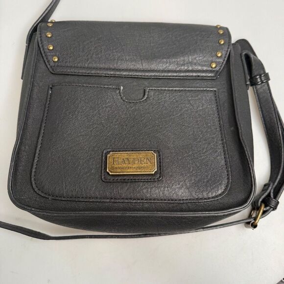 Hayden Harnett Crossbody Black Strap brass Hardware Shoulder Bag HH13764 - Picture 2 of 11